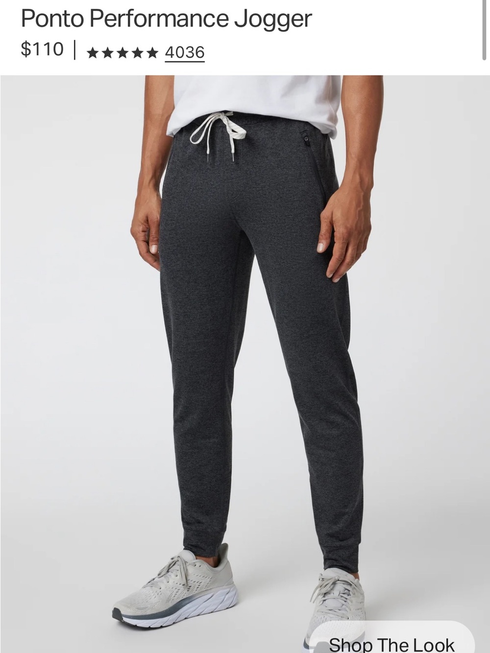 Vuori Men's Ponto Performance Jogger Charcoal Heather Size Small